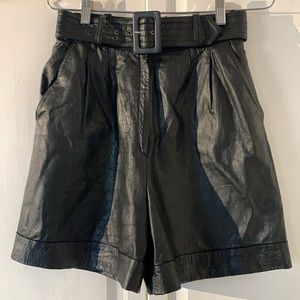 Vintage high waist leather shorts.